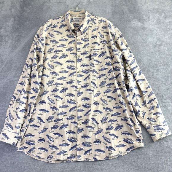 Columbia Other - Columbia Sportswear Company Men's XL Fish Print Long Sleeve Button Up Shirt